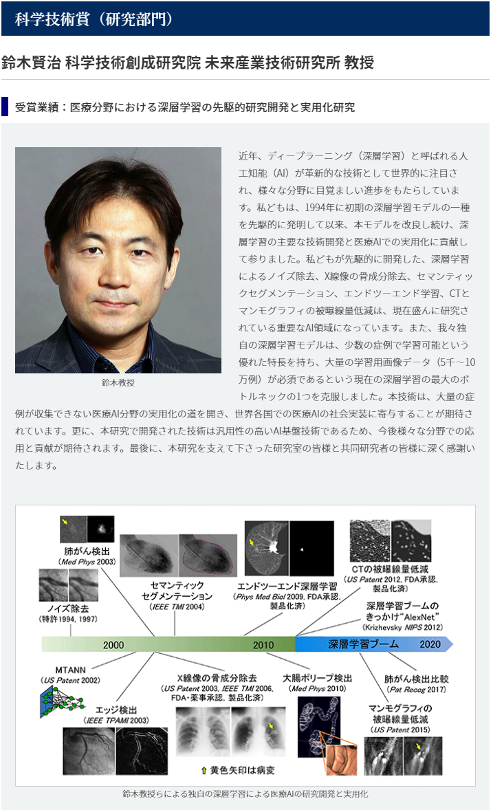 鈴木教授が令和3年度科学技術分野の文部科学大臣表彰を受賞しました