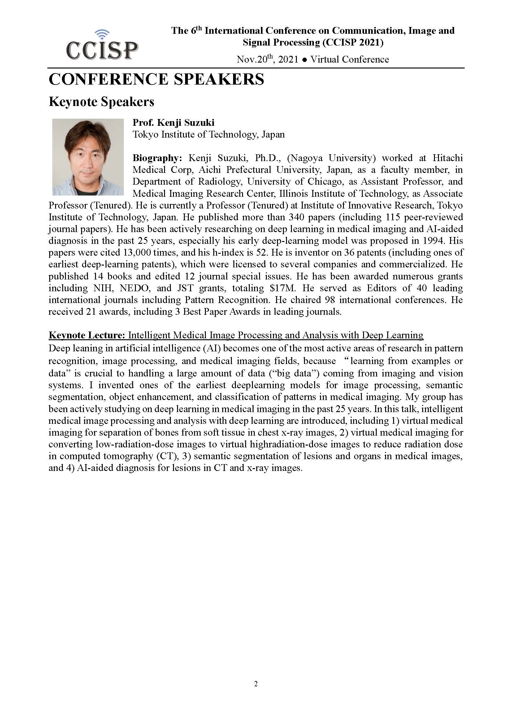 鈴木教授がCCISP 2021で基調講演を行います