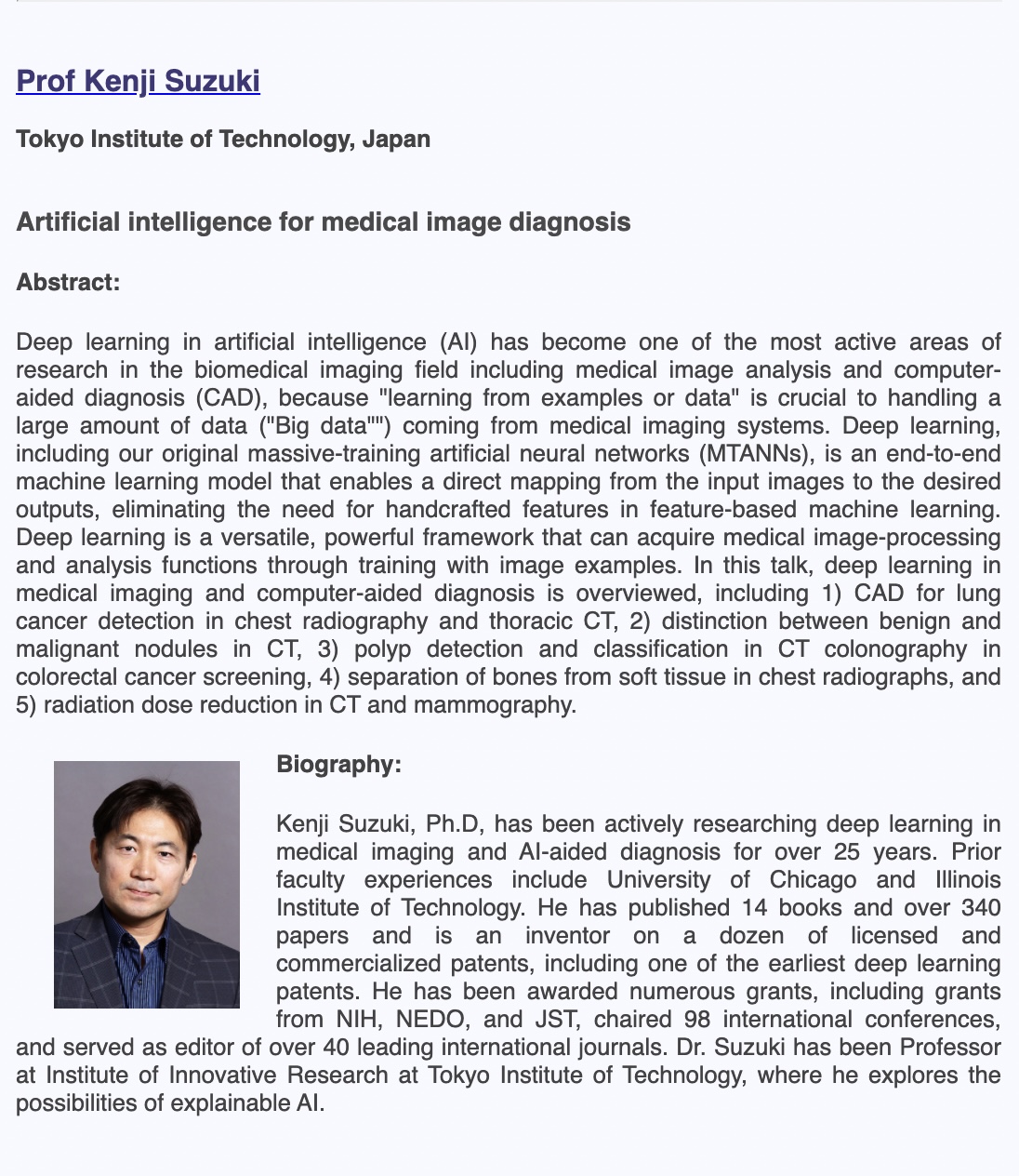 Dr. Suzuki gives a keynote speech at KES-InMed-21